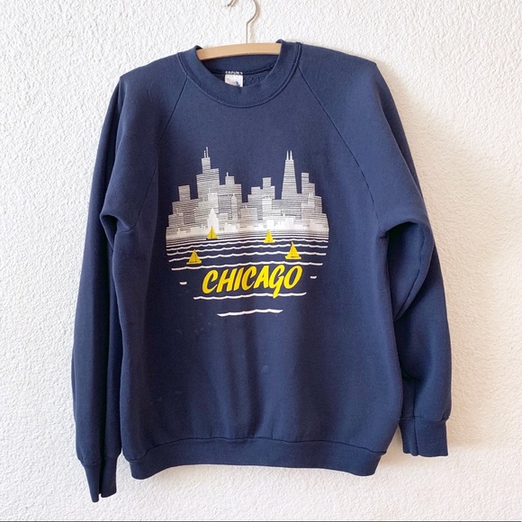 Vintage Sweaters - Vintage 80s Chicago Tourist Sweatshirt